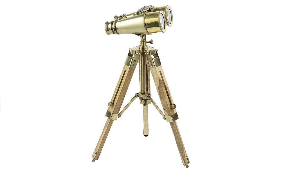 Gold Wood Leg Decorative Binoculars 17x40 cm