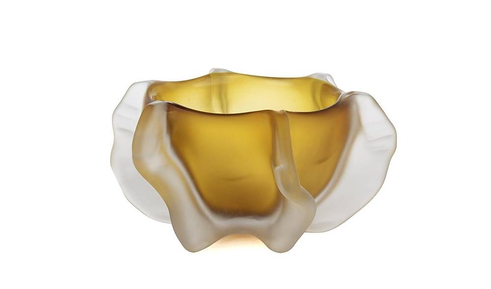 Amber Lotus Glass Vase