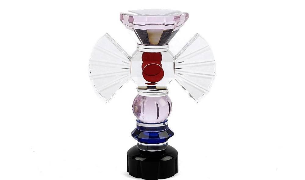 Colorful Glass Candlestick With Bow 12x18 cm
