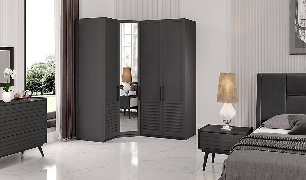 Çizgi Corner Wardrobe - Anthracite