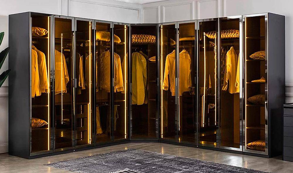 Suare Anthracite Corner Wardrobe