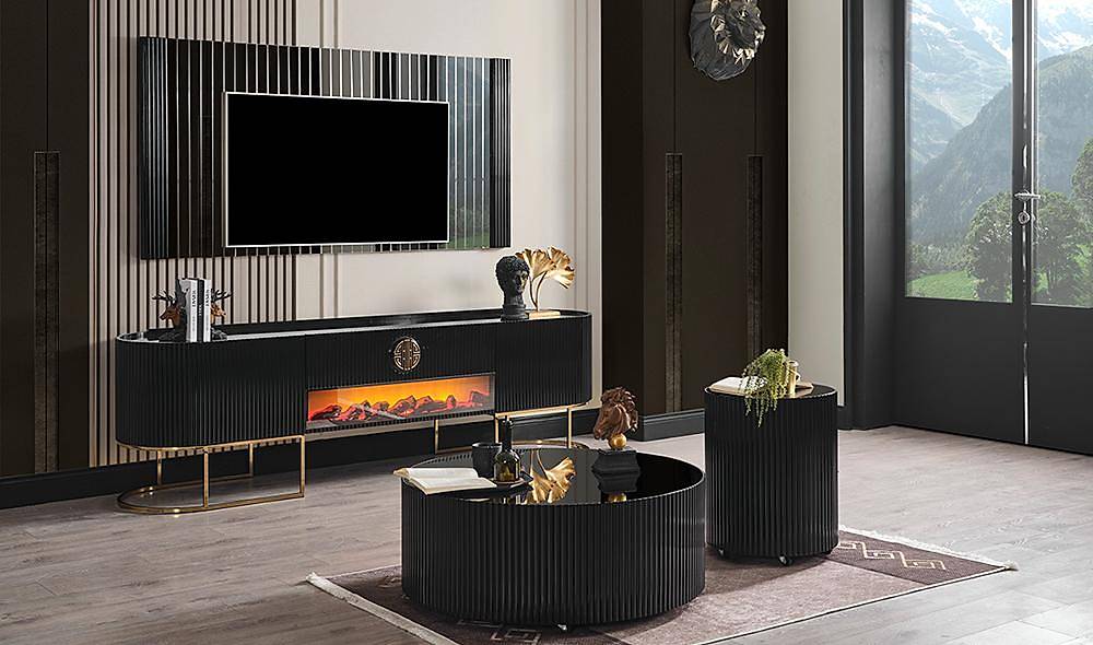 Crown Tv Unit - Black - Gold