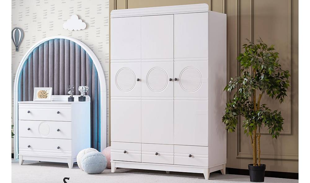 Momo 3 Door Wardrobe - Gray