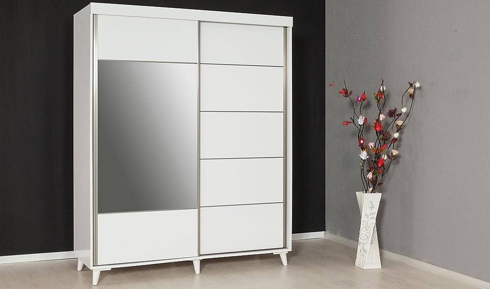 Plane Sliding Wardrobe - White
