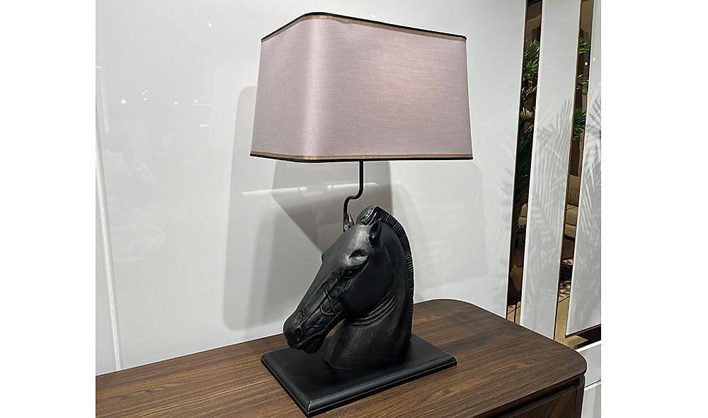 Black Horse Lampshade with Cream Hat