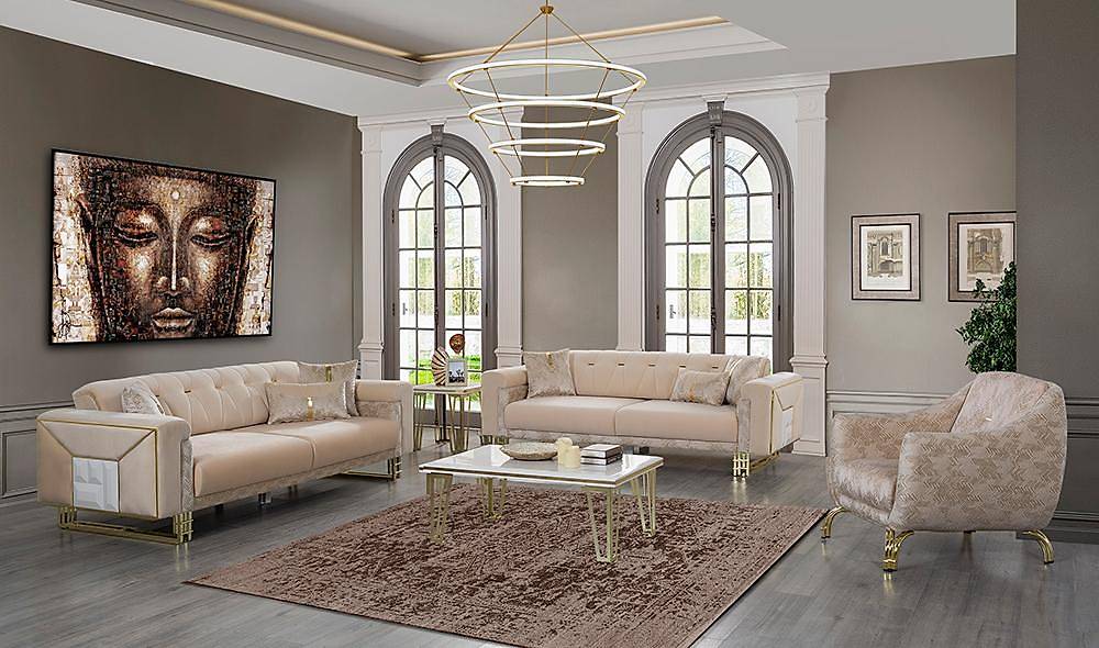 Nehir Cream Living Room Set