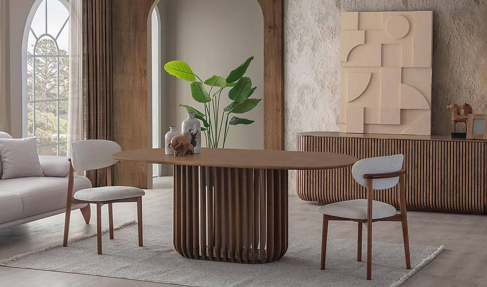Netha Dining Table Set - Walnut