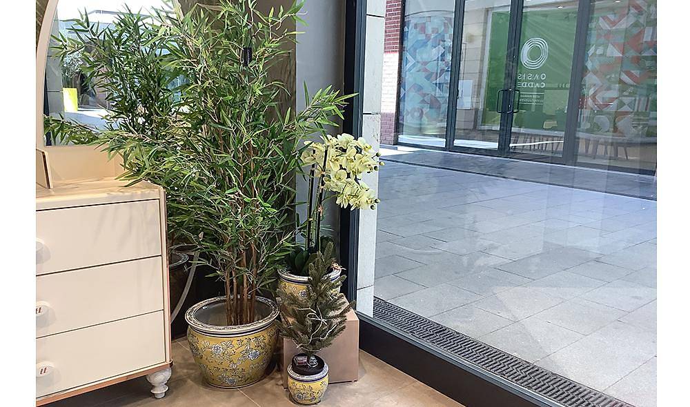 Triple Ceramic Flowerpot with Flower - 20308