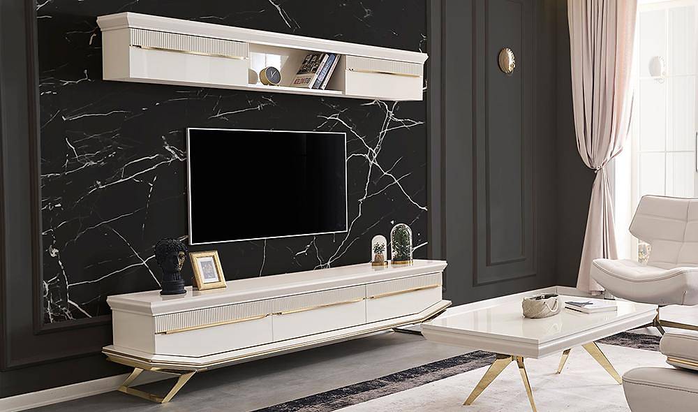 Clara Ecru Gold Tv Unit