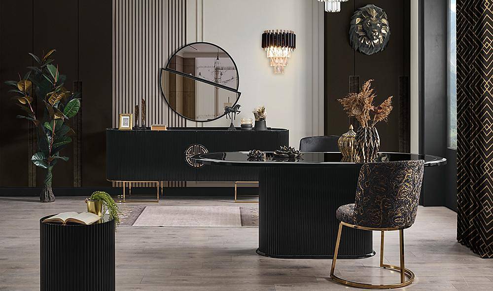 Crown Dining Room - Black - Gold