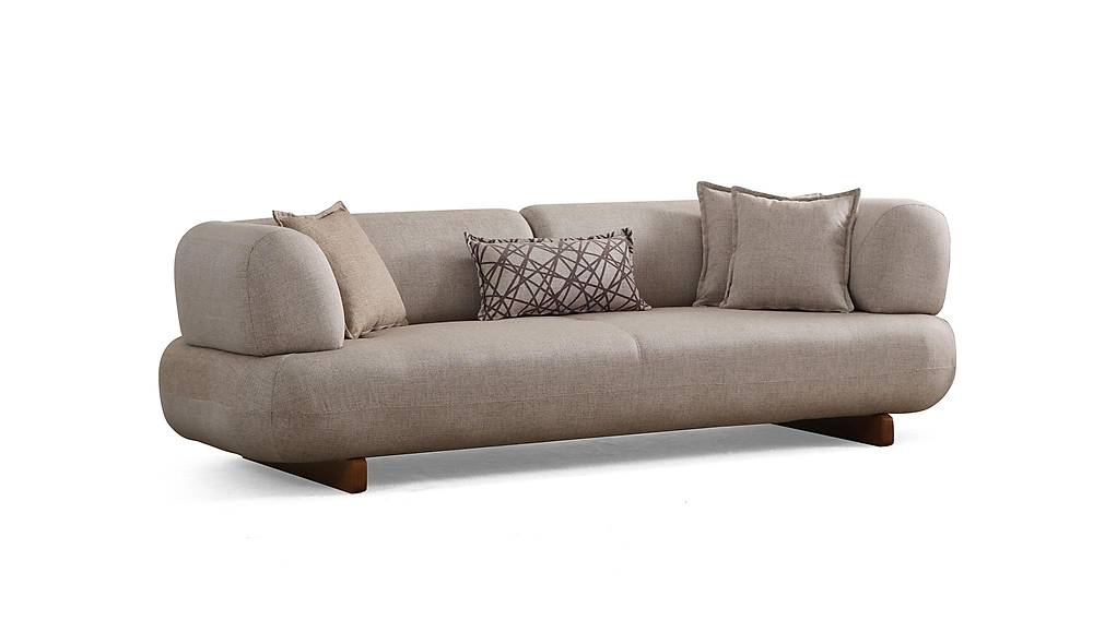Brown Sofa - Bed - Wooden Leg
