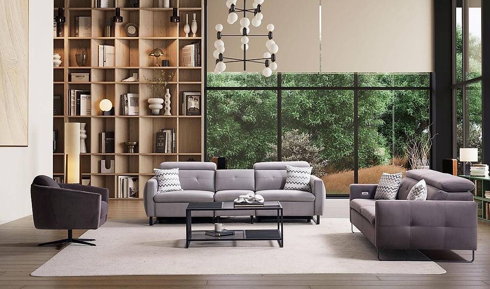 Alissa Sofa Set With Motor - Gray
