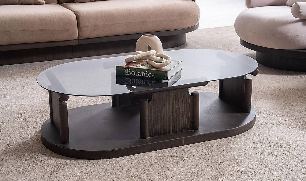 Bitez Coffee Table - Ellipse - Dark Walnut
