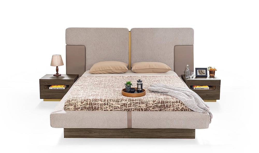 Montare Base Bedstead and Headboard - Walnut