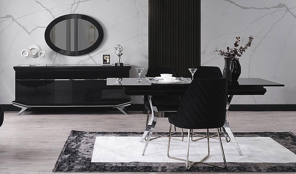 Clara Black Silver Dining Room