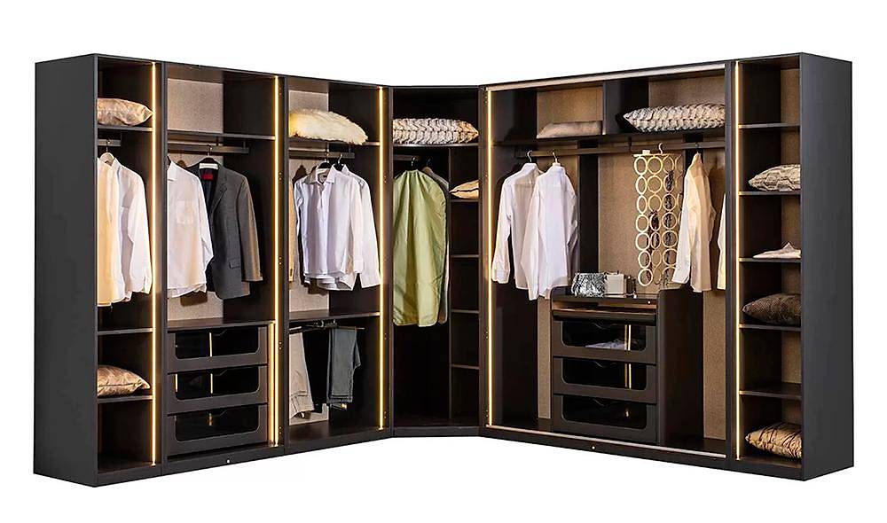 Suare Anthracite Corner Wardrobe