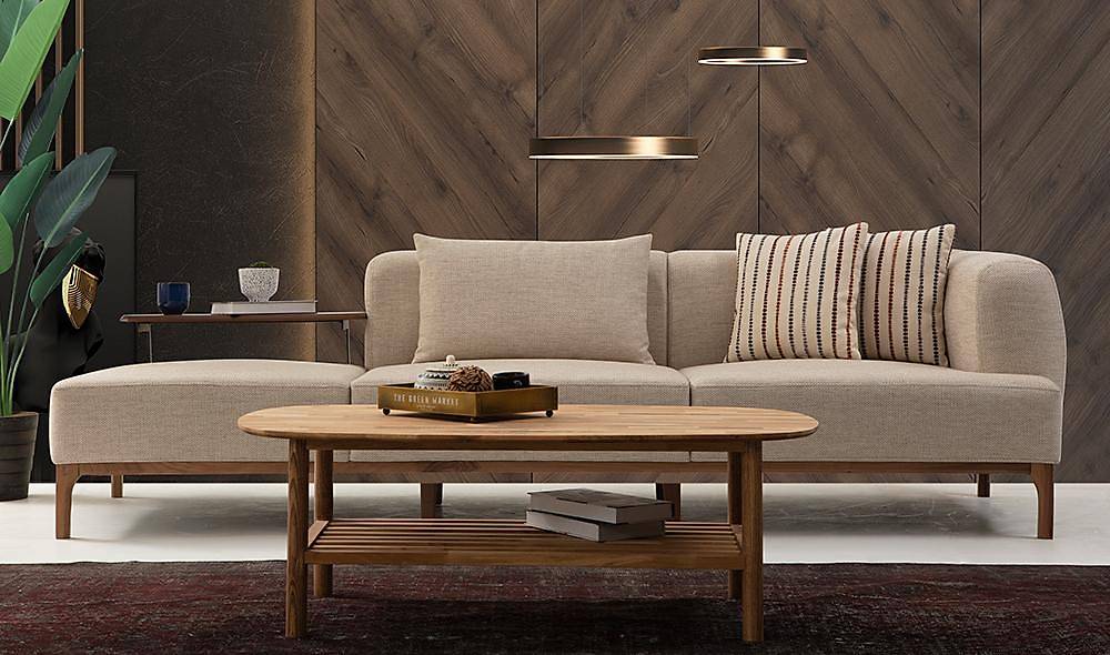 Balat Cream Sofa - With Table