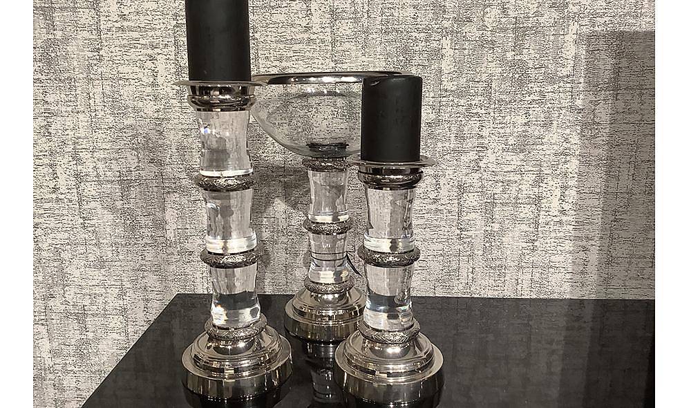Triple Glass Candlestick - 20267