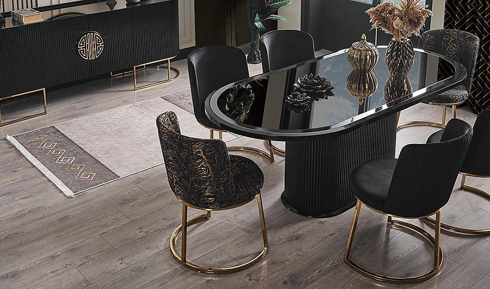 Crown Dining Room - Black - Gold