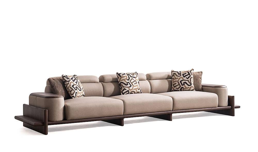 Alya Quad Sofa - Wooden Arm - Brown