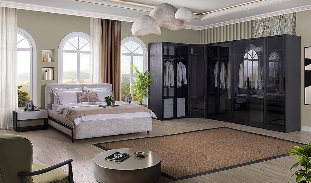 Elika Bedroom with Base - Corner Wardrobe