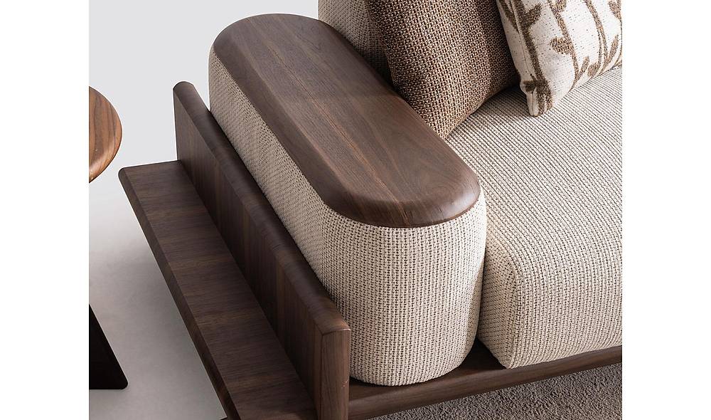 Alya Quad Sofa - Wooden Arm - Cream