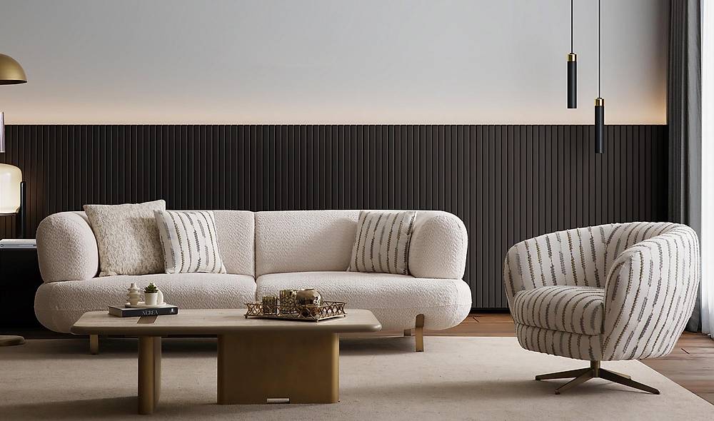 Brown Sofa Set - Antique Gold