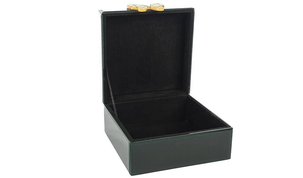 Dark Green Glass Jewelry Box