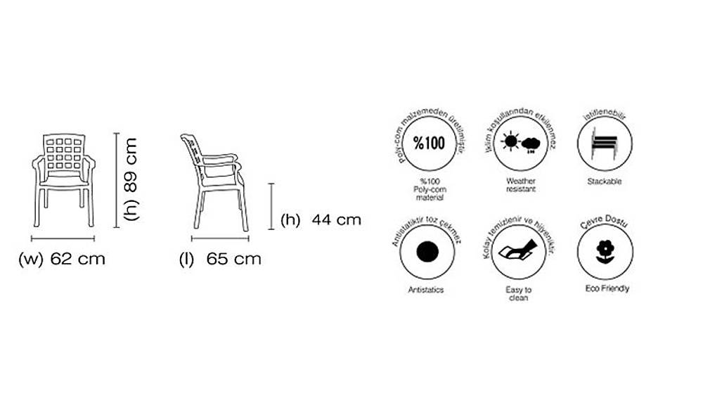 Pasha Plastic Chair 4 Piece