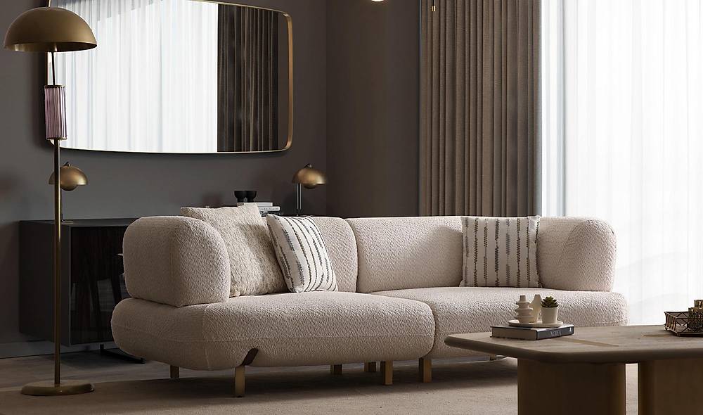 Brown Sofa - Antique Gold