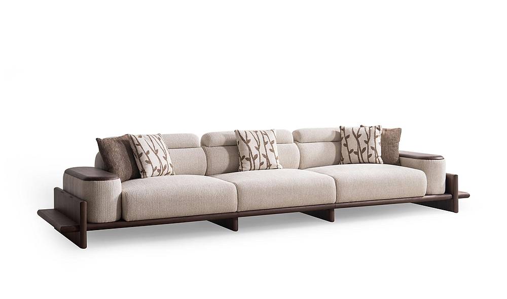 Alya Quad Sofa - Wooden Arm - Cream
