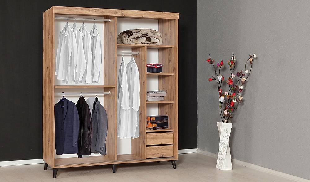 Plane Sliding Wardrobe - Walnut