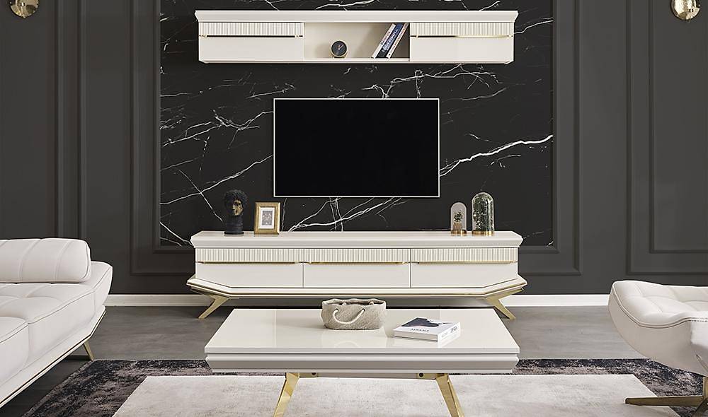 Clara Ecru Gold Tv Unit