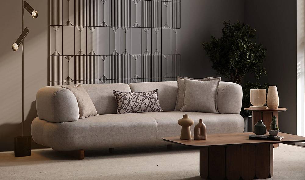 Brown Sofa - Bed - Wooden Leg