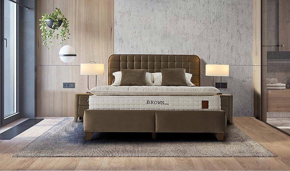 Brown Letto Bedding Set Base + Headboard + Mattress