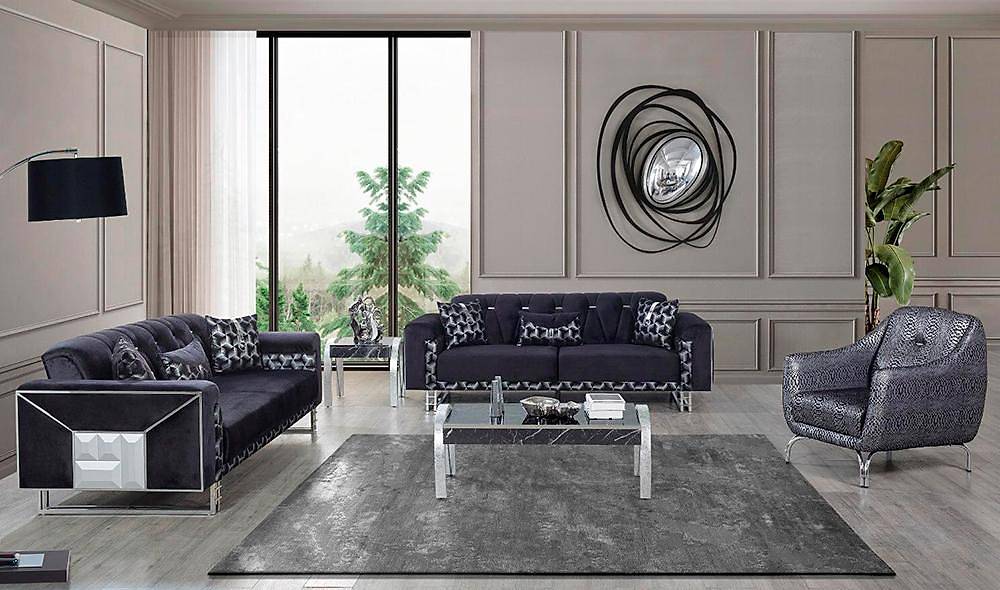 Nehir Silver Living Room Set
