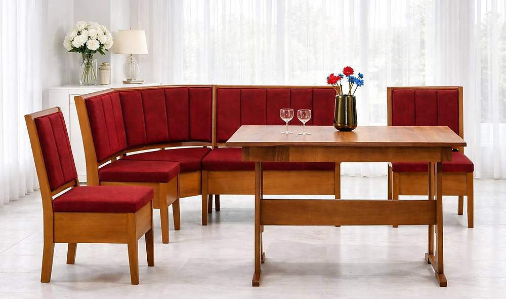 Riva Kitchen Corner Set Walnut - Burgundy