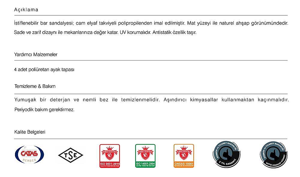 Fame - S Bar Chair 75 Cm 2 Piece