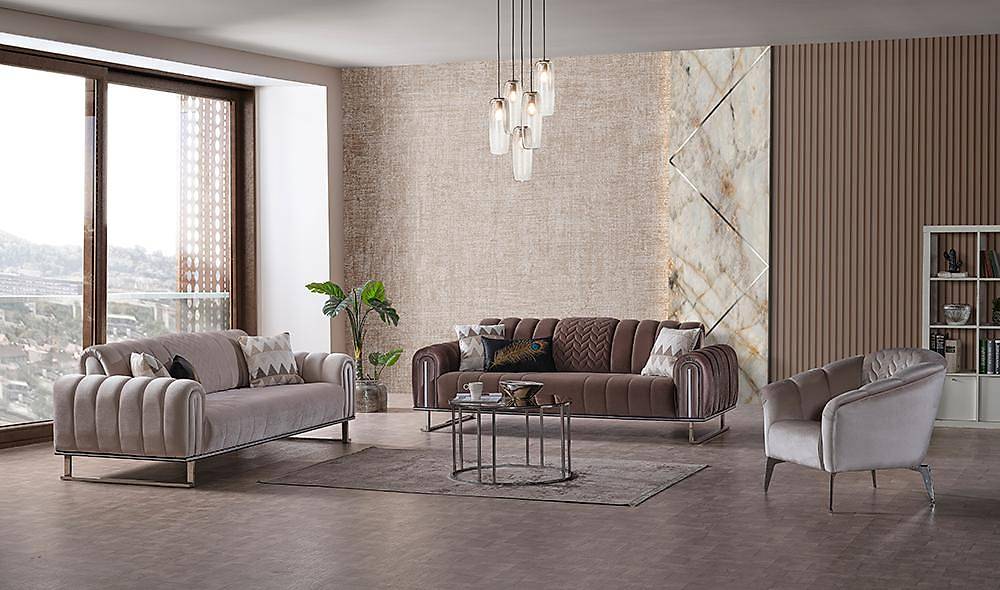İzel Sofa Set with Metal Design