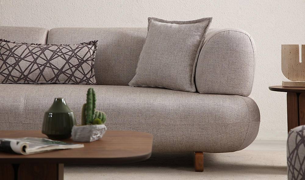 Brown Sofa - Bed - Wooden Leg