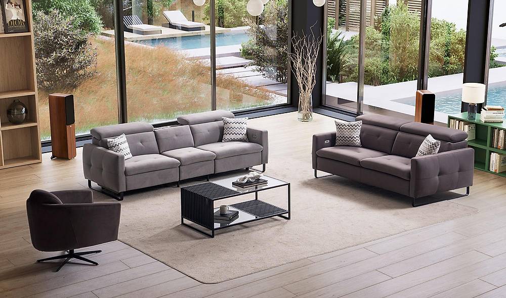 Alissa Sofa Set With Motor - Gray