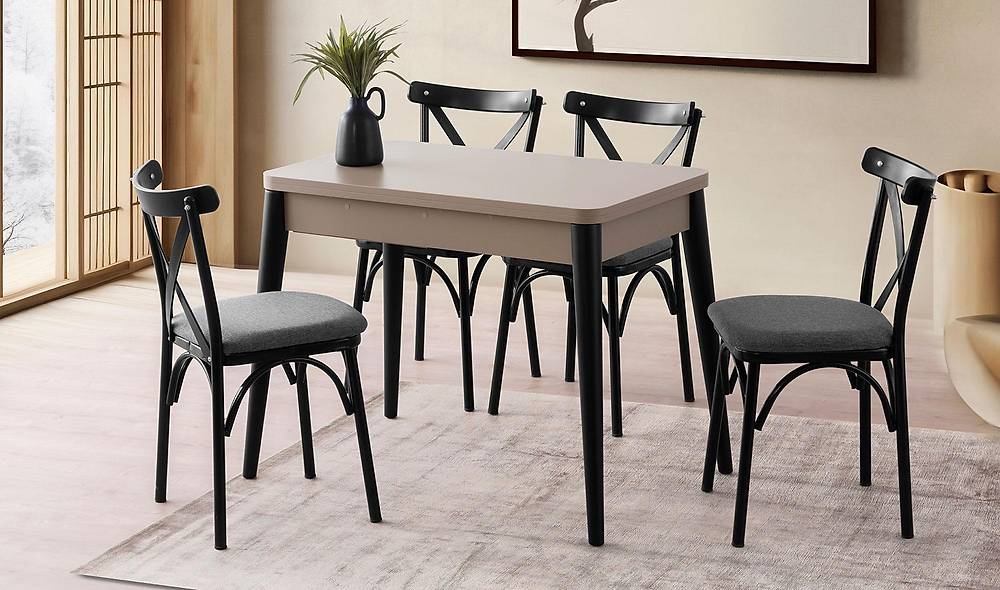 Linen Dining Table Set - Mink