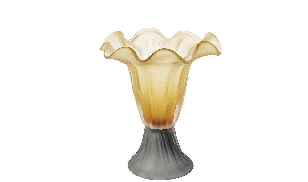 Amber Glass Vase With Green Leg 32x25 cm