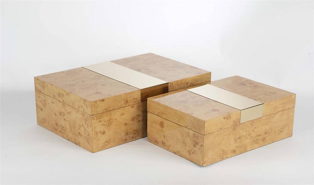Double Cream Wood Box 24x16 cm