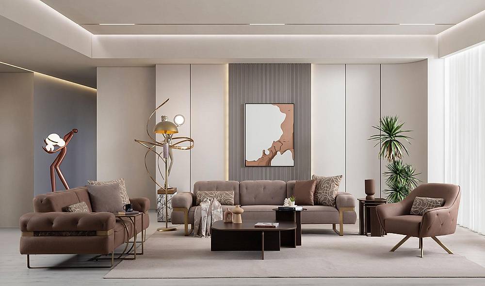 Almoda Sofa Set - Brown