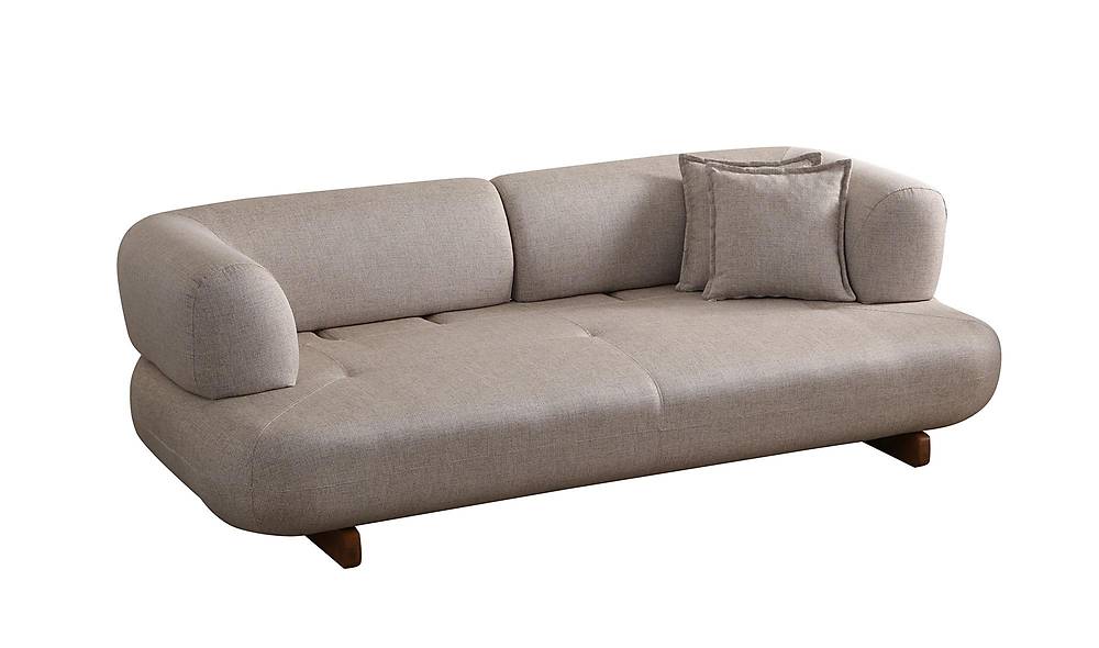 Brown Sofa - Bed - Wooden Leg