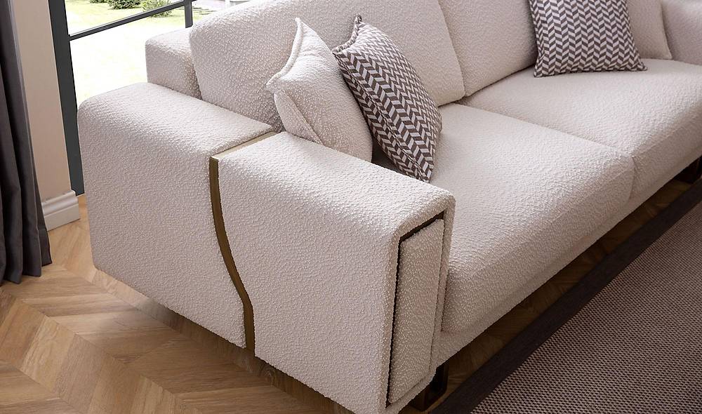 Tiana Sofa - Tumbled Gold - Ecru