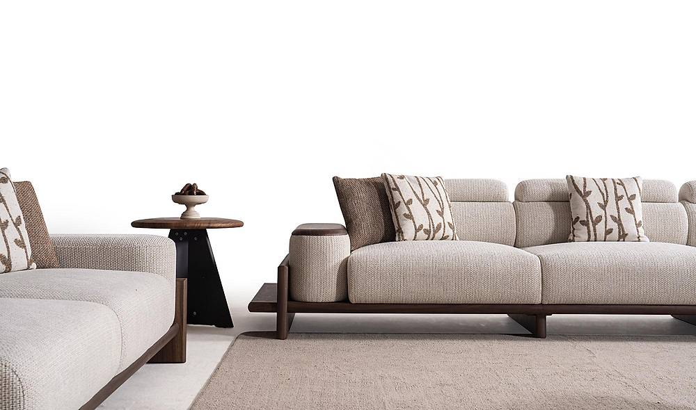 Alya Quad Sofa - Wooden Arm - Cream