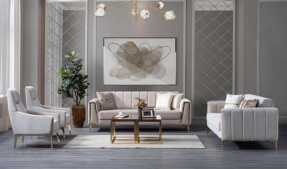 Alanis Gold Sofa Set