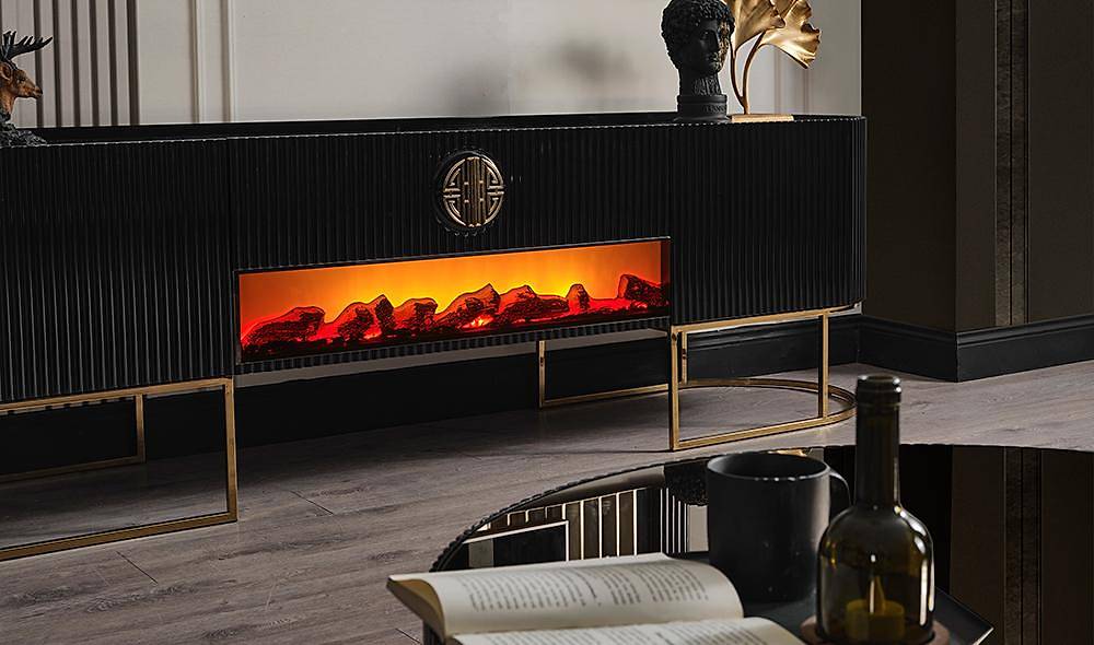 Crown Tv Unit - Black - Gold